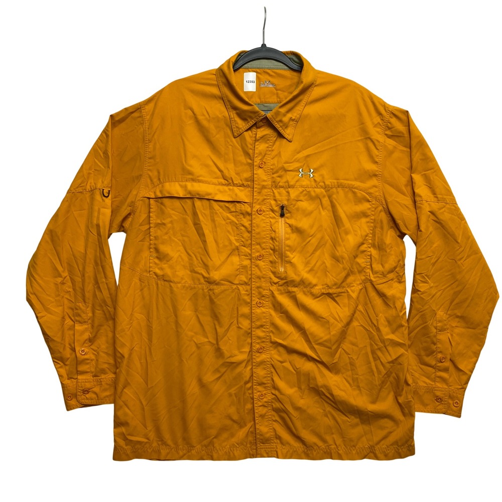 Under Armour Shirt Mens XL Orange Fishing Outdoor Ventilated Button Down
